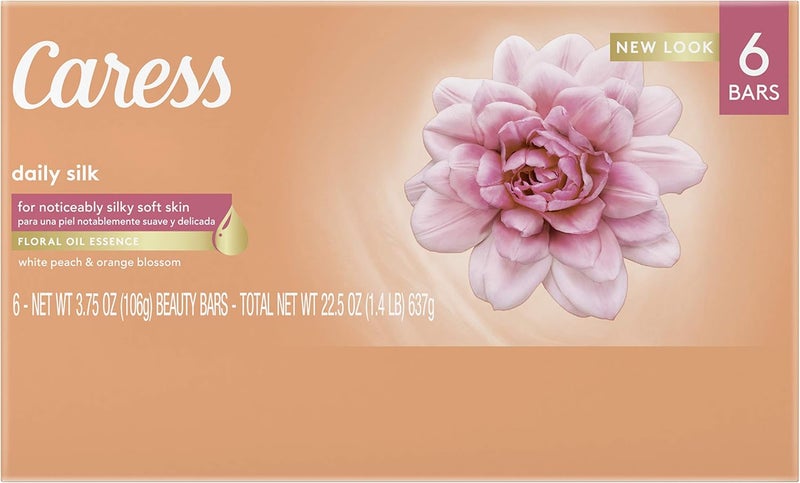 Caress Daily Silk Beauty Bar with White Peach and Orange Blossom - 6 Bars (3.75 oz each) - Image 3