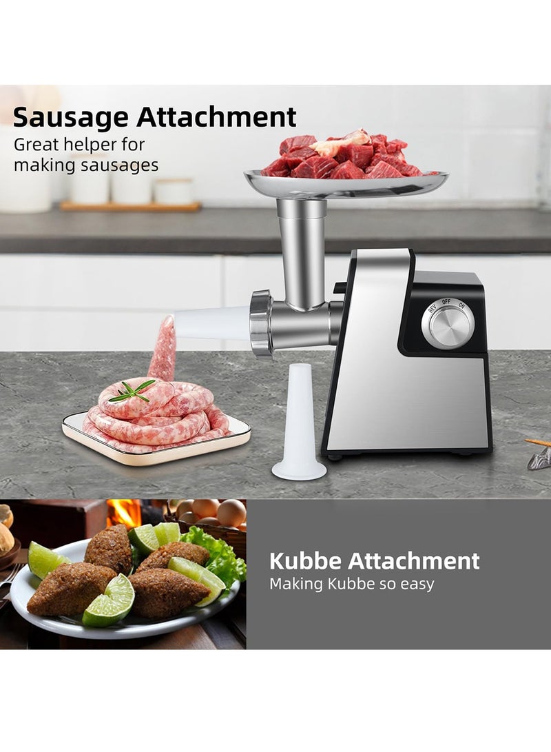 ET-LIFE Meat Grinder, Sausage Stuffer, 2800W Electric Meat Mincer with Stainless Steel Blades & 3 Grinding Plates, Kibbeh Maker Kit for Home Kitchen & Commercial Use, MG-S6, Black - Image 4