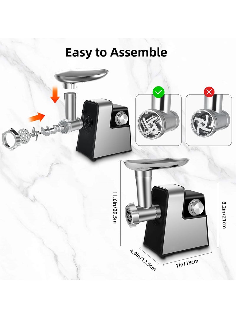 ET-LIFE Meat Grinder, Sausage Stuffer, 2800W Electric Meat Mincer with Stainless Steel Blades & 3 Grinding Plates, Kibbeh Maker Kit for Home Kitchen & Commercial Use, MG-S6, Black - Image 5