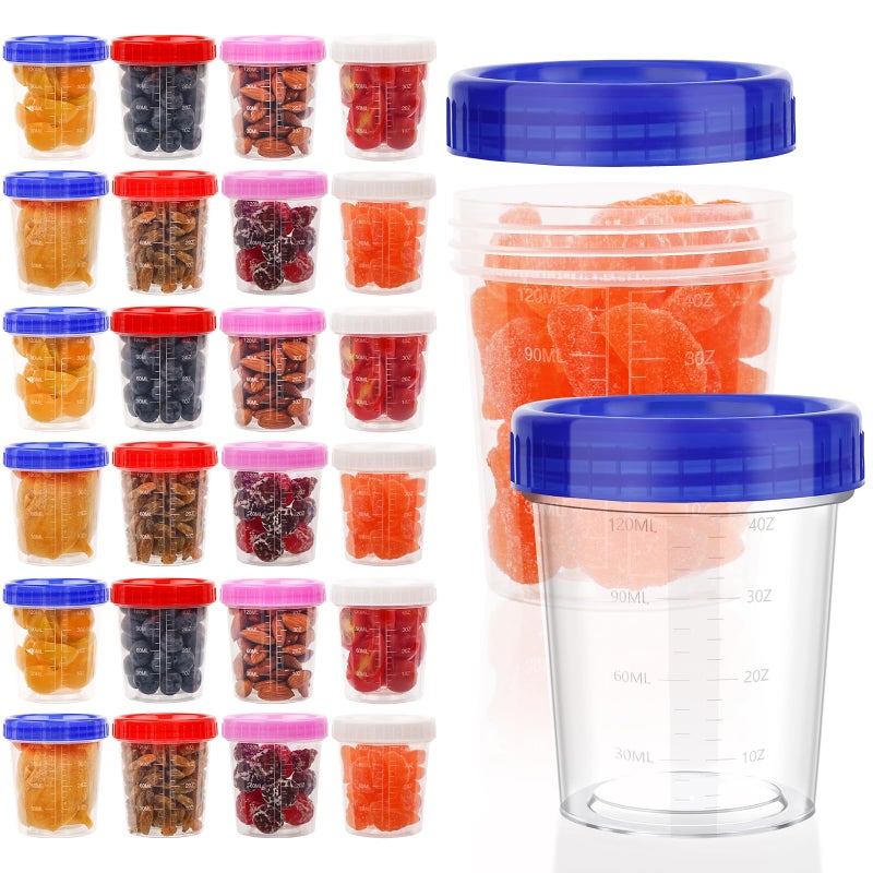 XSEINO 24 Pack 4oz Salad Dressing Container to Go,Small Transparent Containers with Leakproof & Screw Lids, Microwave & Dishwasher Safe, Reusable and Stackable - Image 1