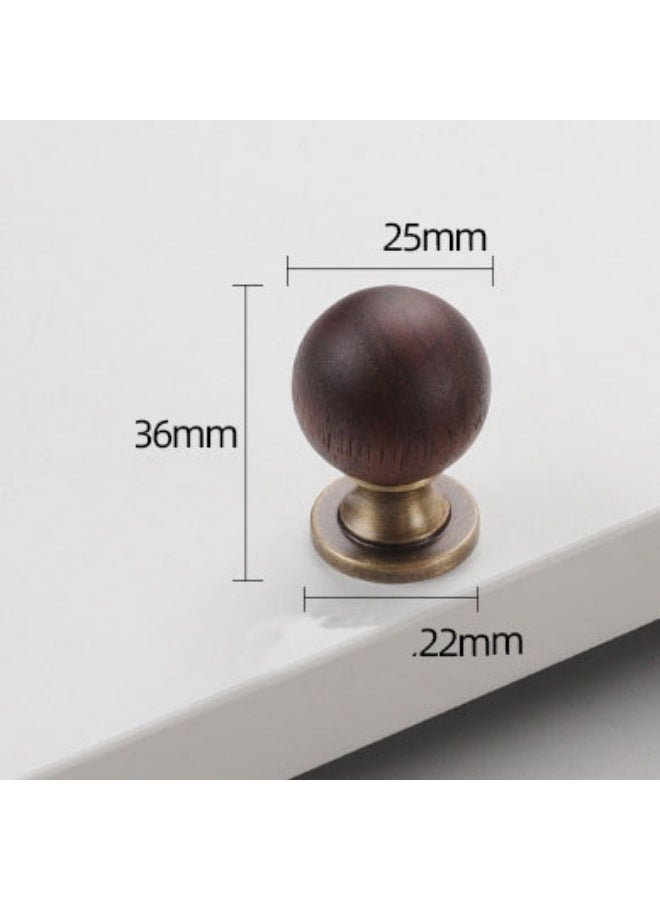 Round Solid Wood Brass Cabinet Drawer Knobs Handles