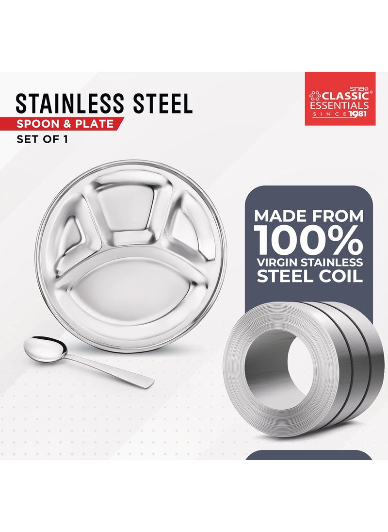 Classic Essentials CLASSIC ESSENTIALS Stainless Steel Compartment Plate Bhojan Thali LunchDinner Plate  - Image 5