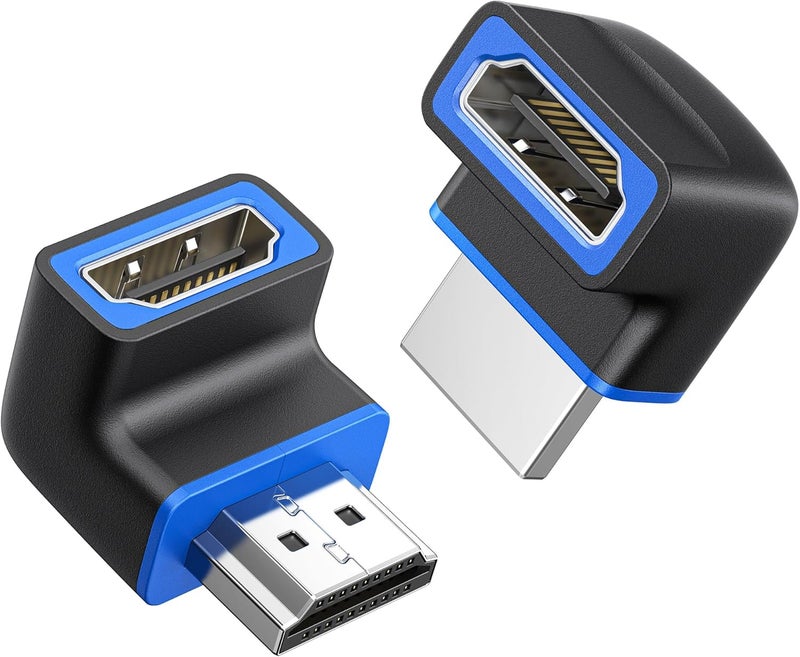 CableMatters Combo-Pack 48Gbps 8K Right Angle HDMI 2.1 Adapters with HDR, Supports 8K@60Hz / 4K@240Hz, 270 Degree and 90 Degree HDMI Adapter Male to Female, Black - Image 1