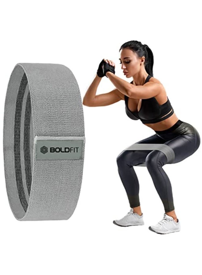 BOLDFIT شريط مقاومة من القماش - شريط حلقي للتمارين الرياضية، شريط للورك، الساقين، التمدد، تمرين التونينغ. شريط حلقي صغير للعضلات، تمارين القرفصاء، قابل للاستخدام في المنزل والصالة الرياضية، رمادي - Image 1
