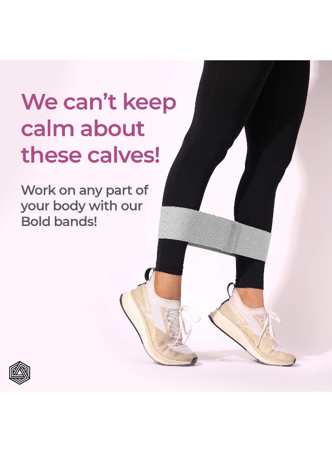 BOLDFIT شريط مقاومة من القماش - شريط حلقي للتمارين الرياضية، شريط للورك، الساقين، التمدد، تمرين التونينغ. شريط حلقي صغير للعضلات، تمارين القرفصاء، قابل للاستخدام في المنزل والصالة الرياضية، رمادي - Image 3