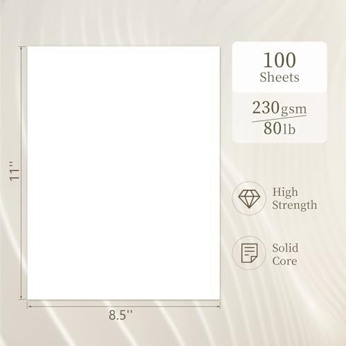 GIGYES White Cardstock 8.5 x 11, White Cardstock Printer Paper 80lb 100 Sheets, GIGYES Copy Paper for Printer, Watercolor Drawing, Certificate, Invitations - Image 2