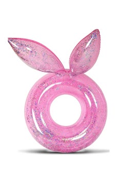 Inflatable Bunny Pool Float Tube and Chairs Luxurious Fun Lounger Filled with Sparkle Confetti, Cool Design Bunny Ears Water Swimming Ring Pool Floaties and Chairs for Beach Lake Pool