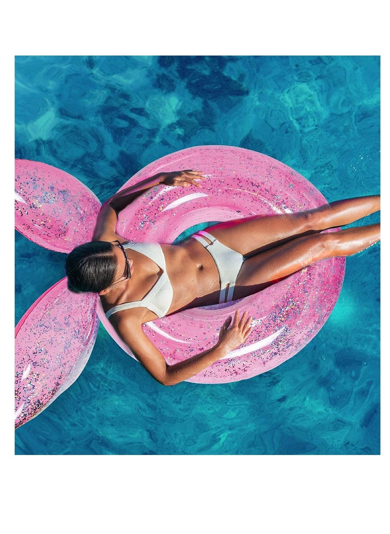 SYOSI - Inflatable Bunny Pool Float Tube and Chairs Luxurious Fun Lounger Filled with Sparkle Confetti, Cool Design Bunny Ears Water Swimming Ring Pool Floaties and Chairs for Beach Lake Pool - Image 1