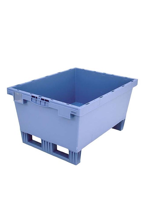 Large volume Multi purpose container, made from polypropylene, LxWxH 800x600x423 mm, volume 114 l, double bottom with skids, dove BLUE