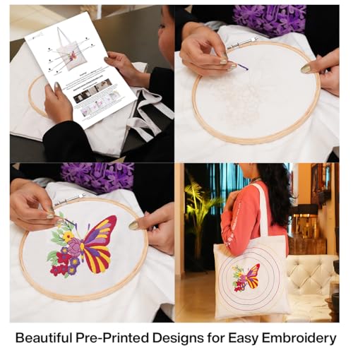 picknMAKE DIY Aesthetic & Stylish Embroidery Tote Bags for Women Office use with Zip – Stylish Cotton Canvas Tote Handbags for College, Office, and Everyday Use - Image 3