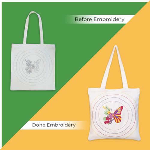 picknMAKE DIY Aesthetic & Stylish Embroidery Tote Bags for Women Office use with Zip – Stylish Cotton Canvas Tote Handbags for College, Office, and Everyday Use - Image 4