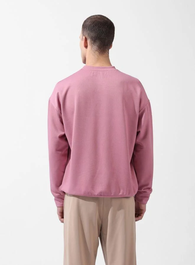 ذا انديان كراج كو Men Relaxed Fit Self Design Crew Neck Full Sleeves Sweatshirt