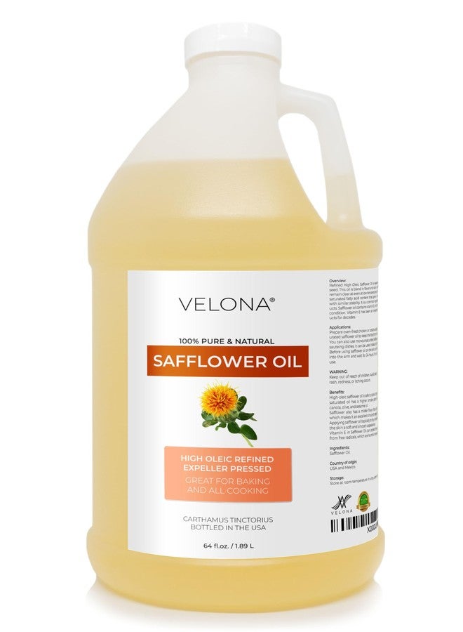 velona Safflower Oil 64 fl oz | 100% Pure and Natural Carrier Oil | Refined, Expeller Pressed | Cooking, Skin, Hair, Body & Face Moisturizing | Use Today - Enjoy Results - Image 1