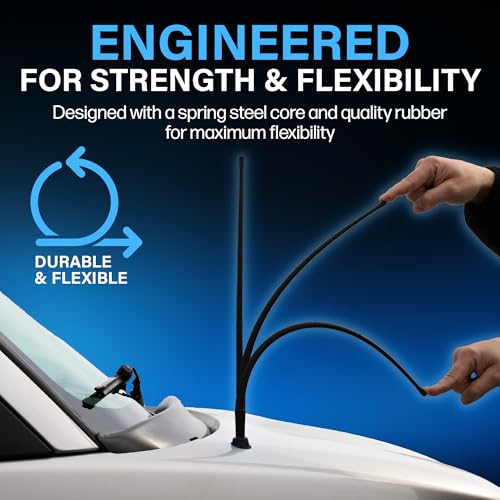 Votex Black Short Rubber 17-Inch Universal Car Antenna Kit - Durable, Flexible Outdoor FM Radio Antenna for Cars, Trucks, SUVs - Easy Installation, Stainless Steel Threads, Enhanced Reception - Image 4