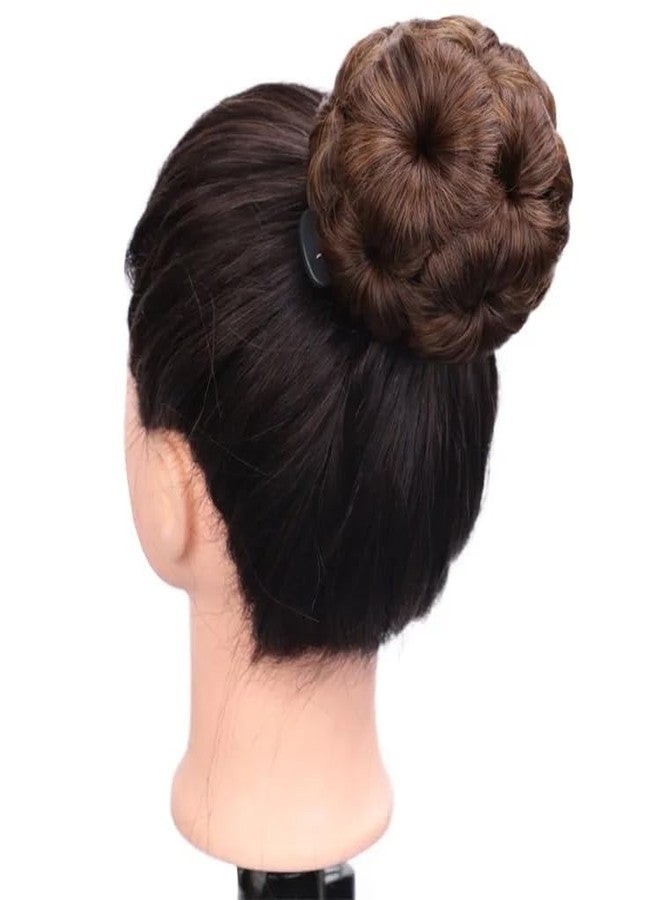 ريتزكارت كعكة شعر بلون طبيعي، ناعمة ومتينة، مزودة بمشبك على شكل زهرة، وصلة شعر صناعية للنساء والفتيات وتسريحات شعر العرائس (بني) - Image 4