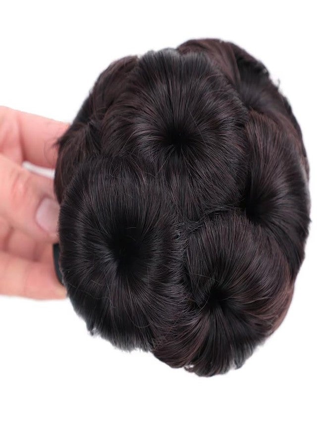 ريتزكارت كعكة شعر بلون طبيعي، ناعمة ومتينة، مزودة بمشبك على شكل زهرة، وصلة شعر صناعية للنساء والفتيات وتسريحات شعر العرائس (بني) - Image 2