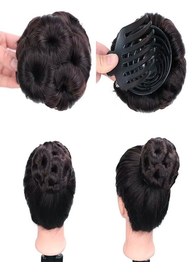 ريتزكارت كعكة شعر بلون طبيعي، ناعمة ومتينة، مزودة بمشبك على شكل زهرة، وصلة شعر صناعية للنساء والفتيات وتسريحات شعر العرائس (بني) - Image 1