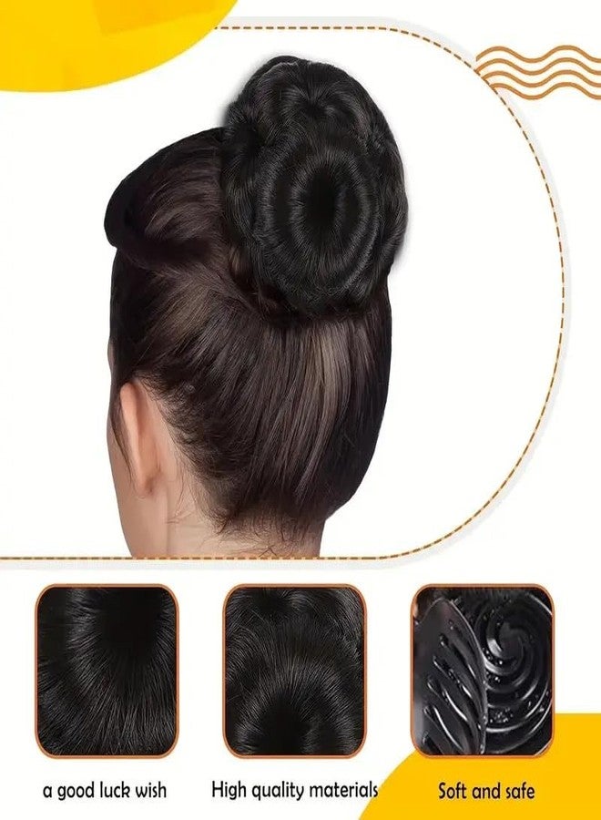 ريتزكارت كعكة شعر بلون طبيعي، ناعمة ومتينة، مزودة بمشبك على شكل زهرة، وصلة شعر صناعية للنساء والفتيات وتسريحات شعر العرائس (بني) - Image 3