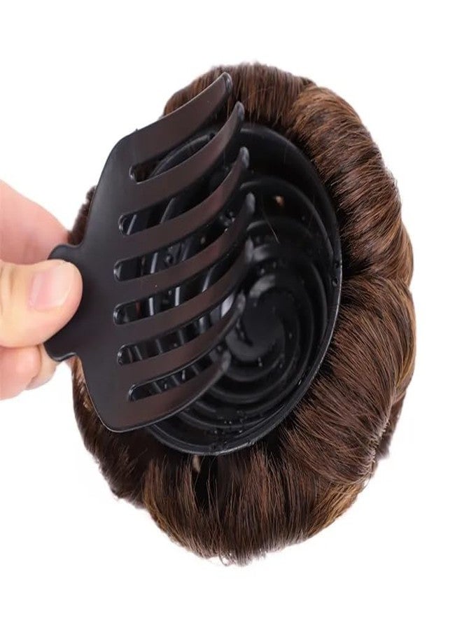 ريتزكارت كعكة شعر بلون طبيعي، ناعمة ومتينة، مزودة بمشبك على شكل زهرة، وصلة شعر صناعية للنساء والفتيات وتسريحات شعر العرائس (بني) - Image 5