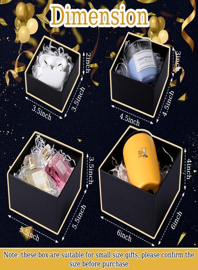 Marspark 4 Pcs Christmas Nesting Gift Boxes with Lids Stackable Square Nested Boxes Set with Ribbon Large to Small Size Prank Annoying Nested Gift Wrapping for Valentine Weddings Birthday(Black - Image 2