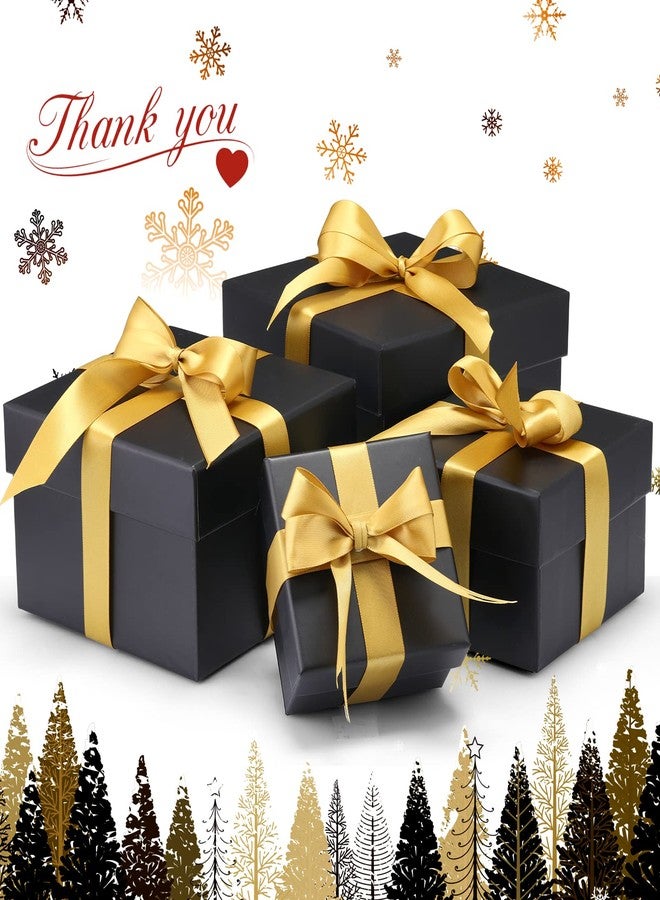 Marspark 4 Pcs Christmas Nesting Gift Boxes with Lids Stackable Square Nested Boxes Set with Ribbon Large to Small Size Prank Annoying Nested Gift Wrapping for Valentine Weddings Birthday(Black - Image 4