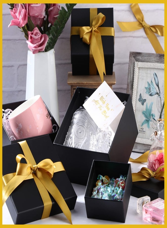 Marspark 4 Pcs Christmas Nesting Gift Boxes with Lids Stackable Square Nested Boxes Set with Ribbon Large to Small Size Prank Annoying Nested Gift Wrapping for Valentine Weddings Birthday(Black - Image 3