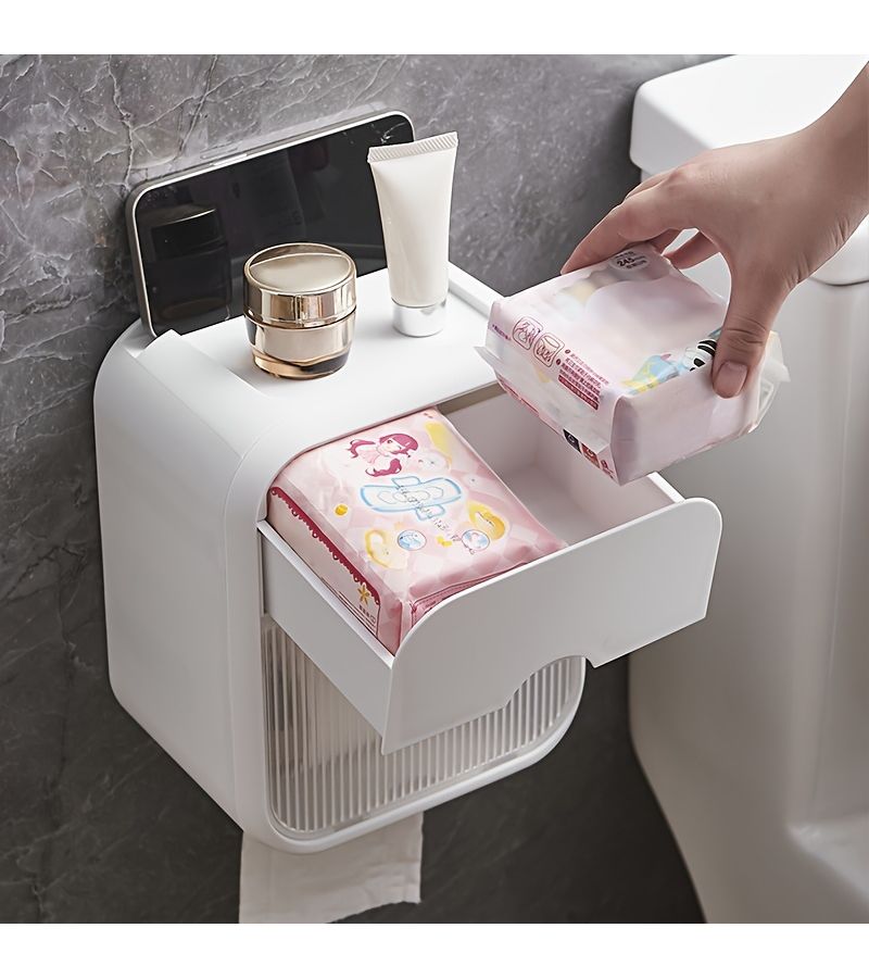 Green Double Thickened Wall Mounted Tissue Box For Bathroom Toilet Paper Storage Rack - Image 4