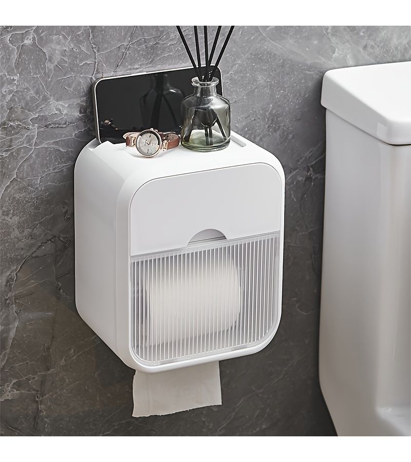 Green Double Thickened Wall Mounted Tissue Box For Bathroom Toilet Paper Storage Rack - Image 1