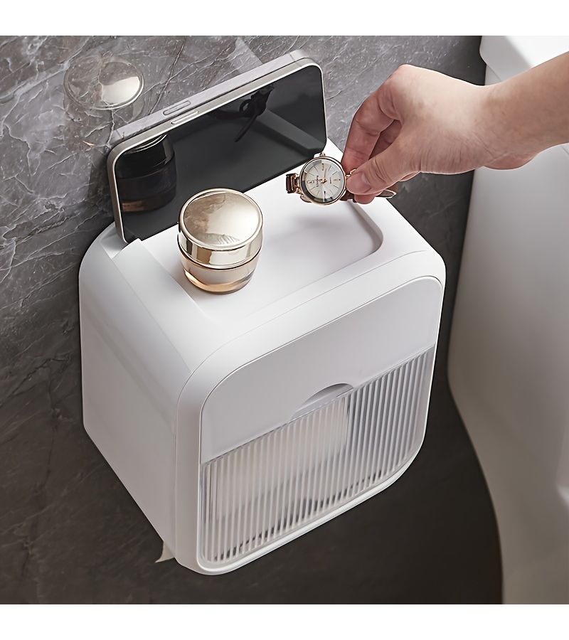 Green Double Thickened Wall Mounted Tissue Box For Bathroom Toilet Paper Storage Rack - Image 2