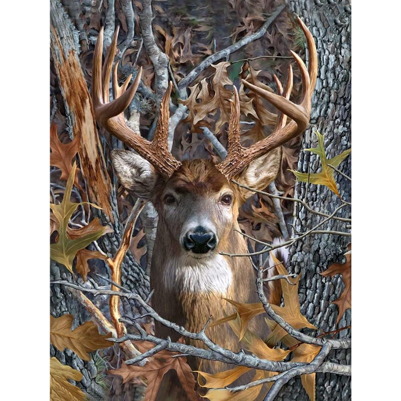 Fountor Deer Diamond Art Kits for Adults, Deer Diamond Painting Kits for Adults Beginners, DIY 5D Forest Diamond Painting with Round Gem Art Kits for Gift Home Wall Decor 12x16 Inch - Image 1