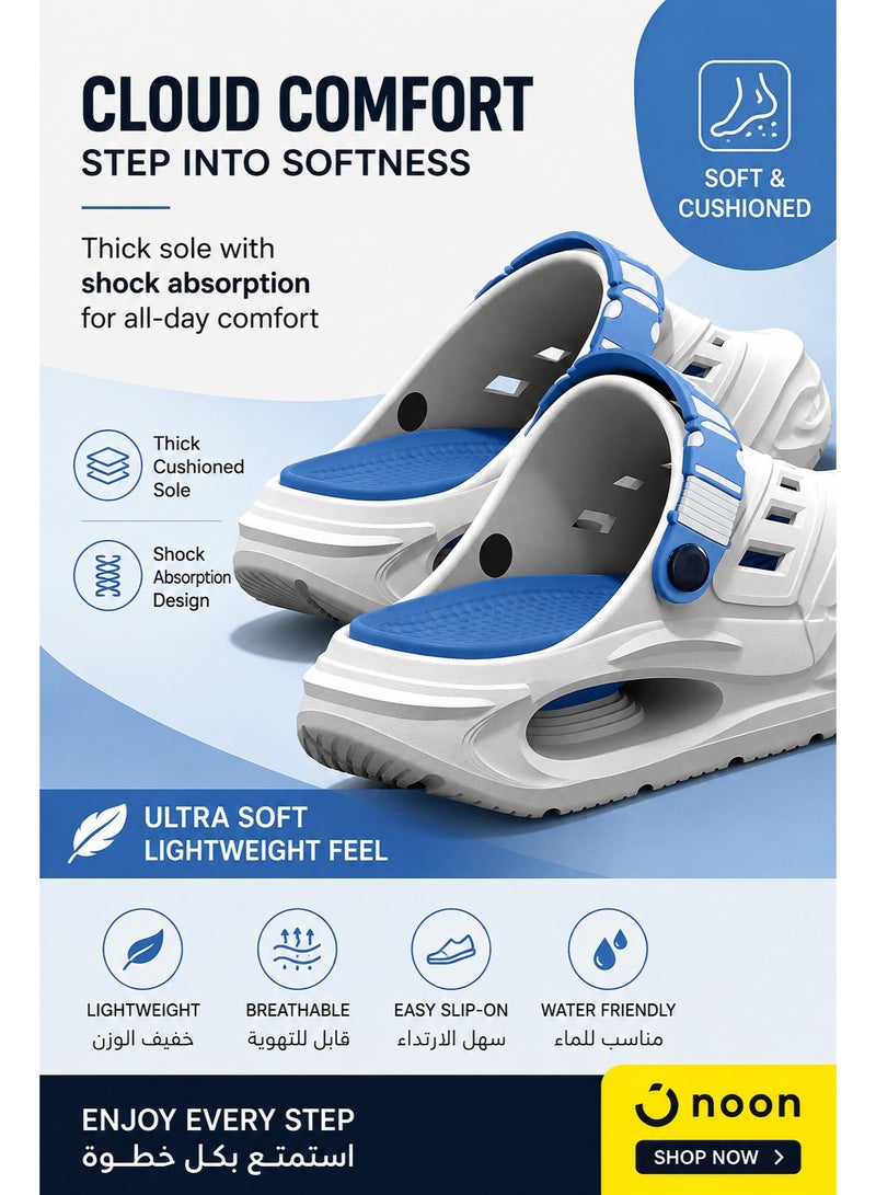Cloud Slides for Men & Women with Removable Cushion Insole, EVA Shock Absorption, Breathable Hollow Design, Odor-Resistant Material, Lightweight Slip-On Sandals, Double-Layer Comfort Sole, Soft Non-Slip Bathroom & Beach Clogs, Quick-Dry Casual Indoor Outdoor Shoes for Summer, Home, Travel, Garden, Pool, Shower and Daily Walking - Image 3