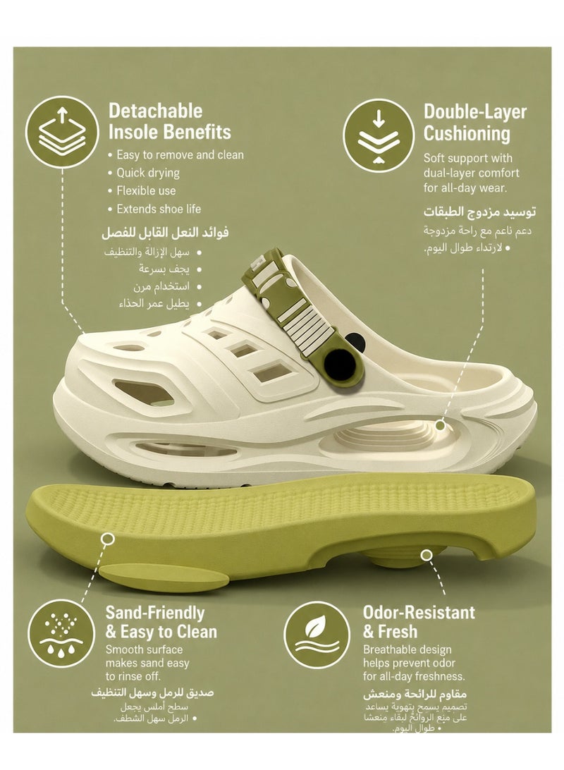 Cloud Slides for Men & Women with Removable Cushion Insole, EVA Shock Absorption, Breathable Hollow Design, Odor-Resistant Material, Lightweight Slip-On Sandals, Double-Layer Comfort Sole, Soft Non-Slip Bathroom & Beach Clogs, Quick-Dry Casual Indoor Outdoor Shoes for Summer, Home, Travel, Garden, Pool, Shower and Daily Walking - Image 4