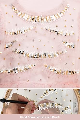 TUTULAND Tutu Dress for Girls - Glitter Sequin Tulle Dress Tiered Layered Flower Girl Dresses for Wedding Birthday Photo Prop - Image 4