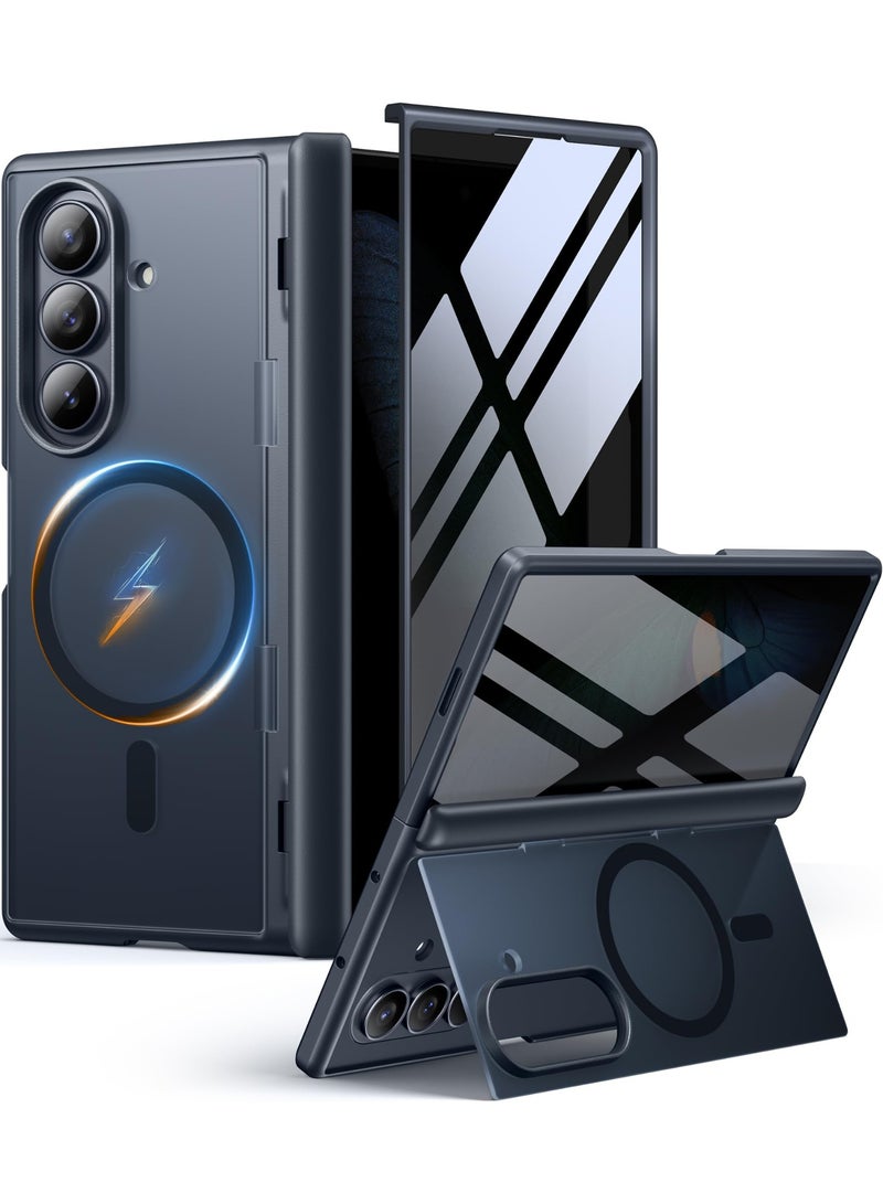 موبوسي جراب لهاتف سامسونج جالاكسي زد فولد 7 مع قلم ستايلس، متوافق مع MagSafe، مزوّد بحامل مدمج وواقي شاشة خصوصية مدمج وحماية كاملة للمفصلة وفتحة مخصّصة للقلم، نحيف وخفيف لهاتف سامسونج جالاكسي زد فولد 7، أسود. - Image 1
