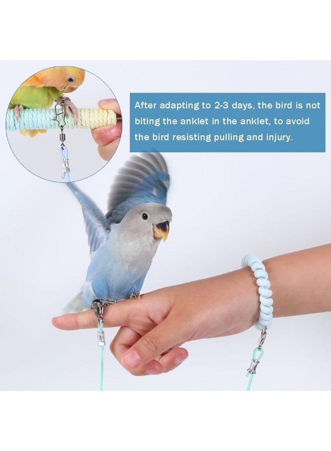 Bird Flight Training Rope – 3m Elastic Flying Rope & 5.5mm Foot Ring, Blue – Parrot Flying Strap Rope, Bird Training Leash Outdoor Traction Lead for Parrots, Cockatiels, Parakeets, Lories & Small Birds - Image 4