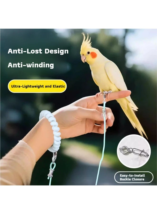 Bird Flight Training Rope – 3m Elastic Flying Rope & 5.5mm Foot Ring, Blue – Parrot Flying Strap Rope, Bird Training Leash Outdoor Traction Lead for Parrots, Cockatiels, Parakeets, Lories & Small Birds - Image 5