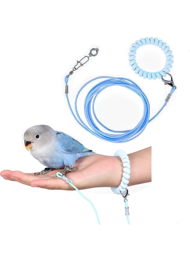 Bird Flight Training Rope – 3m Elastic Flying Rope & 5.5mm Foot Ring, Blue – Parrot Flying Strap Rope, Bird Training Leash Outdoor Traction Lead for Parrots, Cockatiels, Parakeets, Lories & Small Birds - Image 1