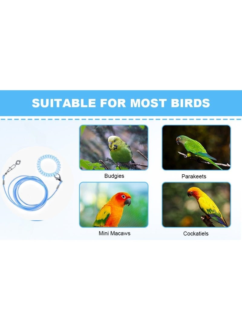 Bird Flight Training Rope – 3m Elastic Flying Rope & 5.5mm Foot Ring, Blue – Parrot Flying Strap Rope, Bird Training Leash Outdoor Traction Lead for Parrots, Cockatiels, Parakeets, Lories & Small Birds - Image 3