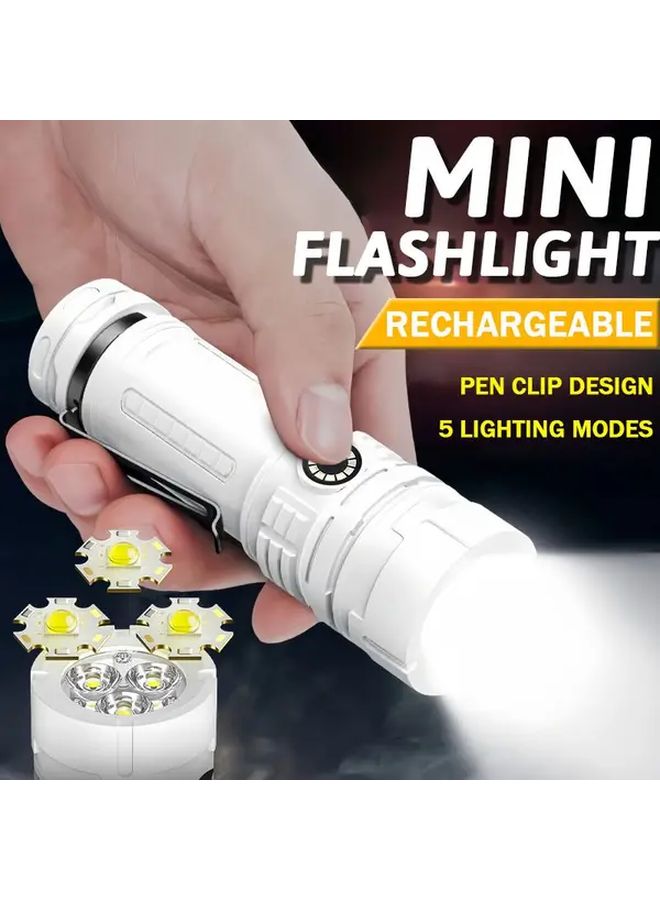 3LED USB Rechargeable Portable Handheld Flashlight Multi Functional Emergency Torch - Image 2