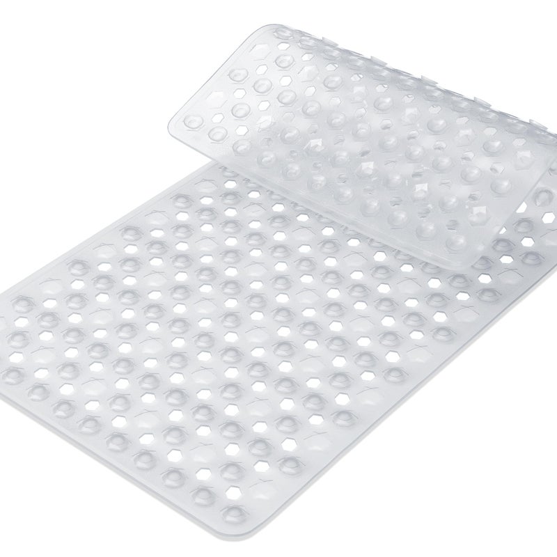 Yimobra Bath Tub Mat Non Slip, 34.5"x15.5" Long Shower Mat, Machine Washable Bathmat with Drain Holes and Suction Cups, Soft on Feet, Bathroom Essentials, Clear - Image 1