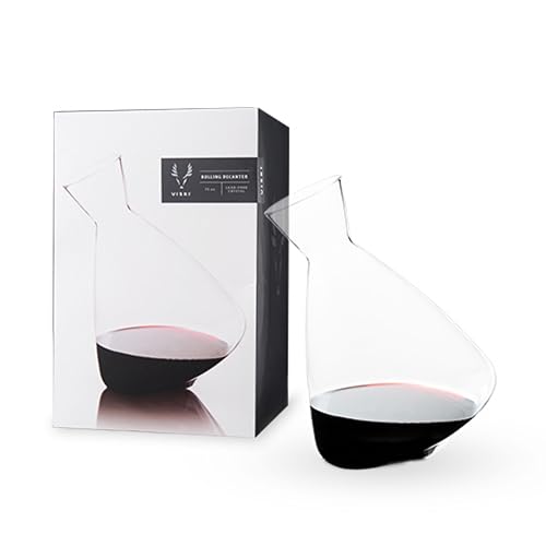 Viski Viski Rolling Wine Decanter Modern Crystal Decanter Wine for Red or White Wine Perfect for Wine Tasting Party and Any Occasion Wine Accessories 75oz Set of 1 