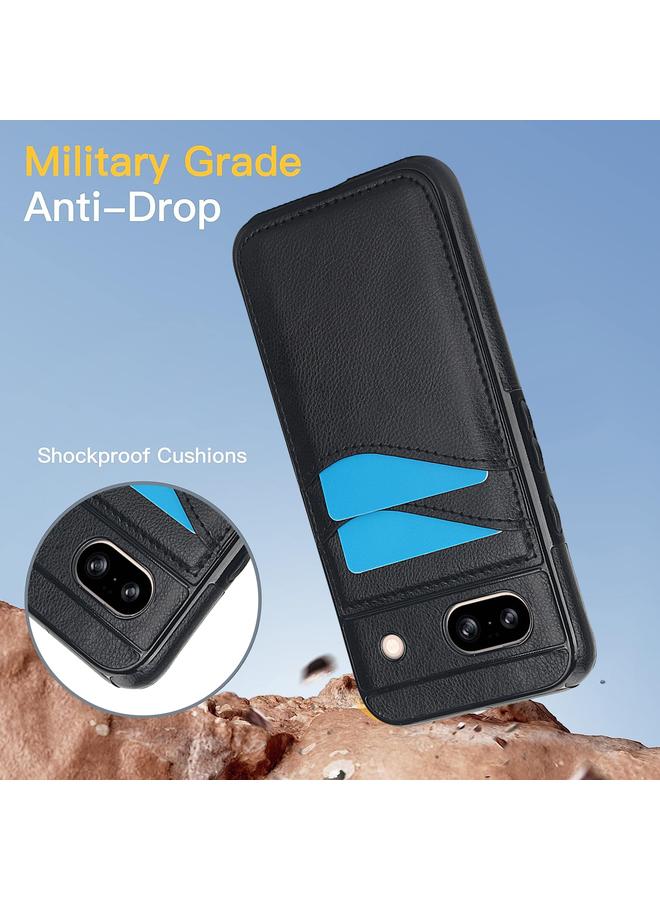 The Bros غطاء حالة لهاتف Google Pixel 8a جلد ليتشي مع فتحات للبطاقات - Image 3