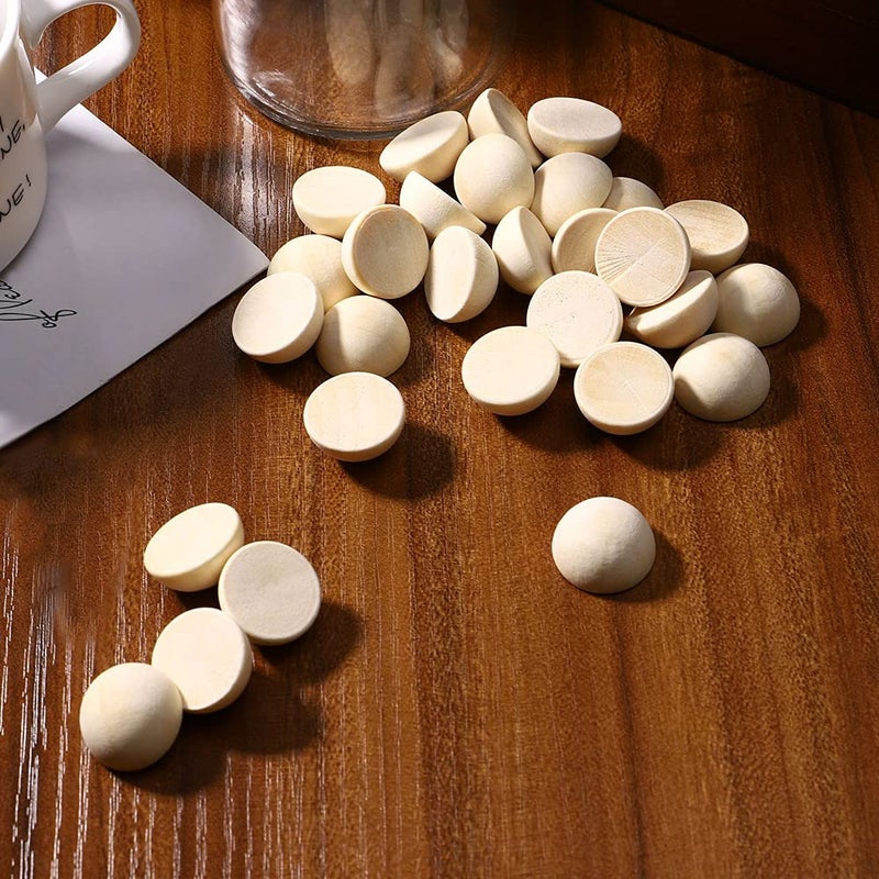 hesmartly 100pcs Half Wood Balls Unfinished Natural Half Ball Split Wood Balls for DIY Projects and Craft Supplies (15mm) - Image 4