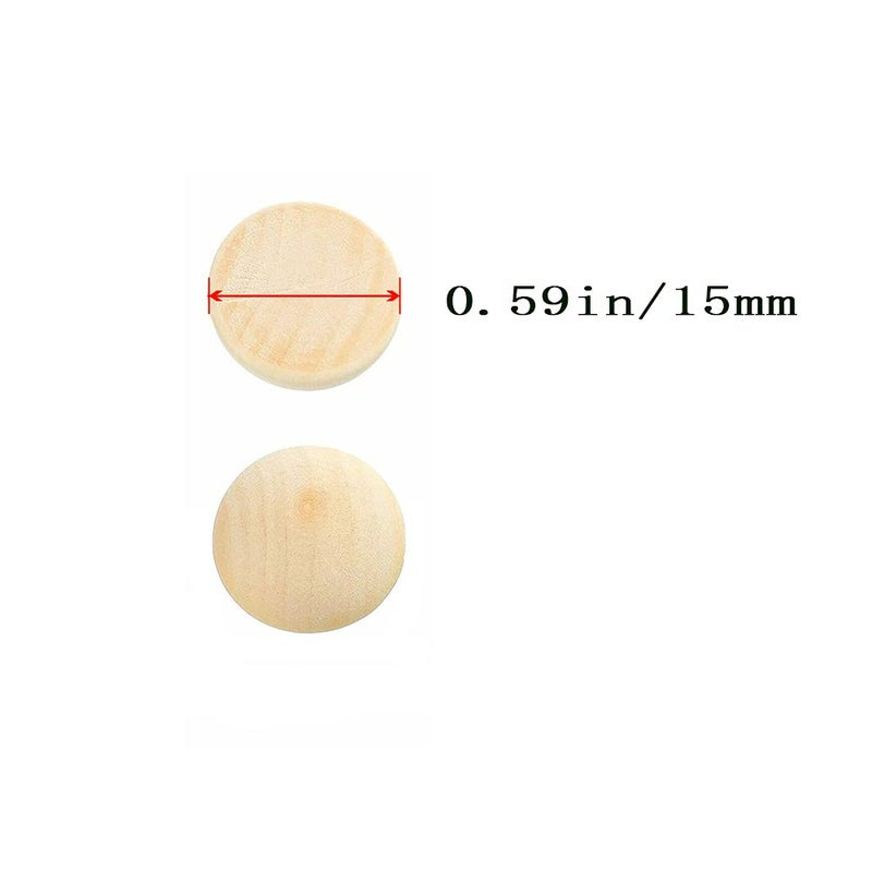 hesmartly 100pcs Half Wood Balls Unfinished Natural Half Ball Split Wood Balls for DIY Projects and Craft Supplies (15mm) - Image 2