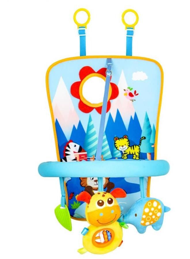 Car Seat Activity Arch Toy Dinosaur Style with Mirror Squeaky Ringing Bell Adjustable Washable Non-Toxic Rear Facing Car Seat Toy Travel Sensory Toys for Infant Baby 6-12 Month  - Image 1
