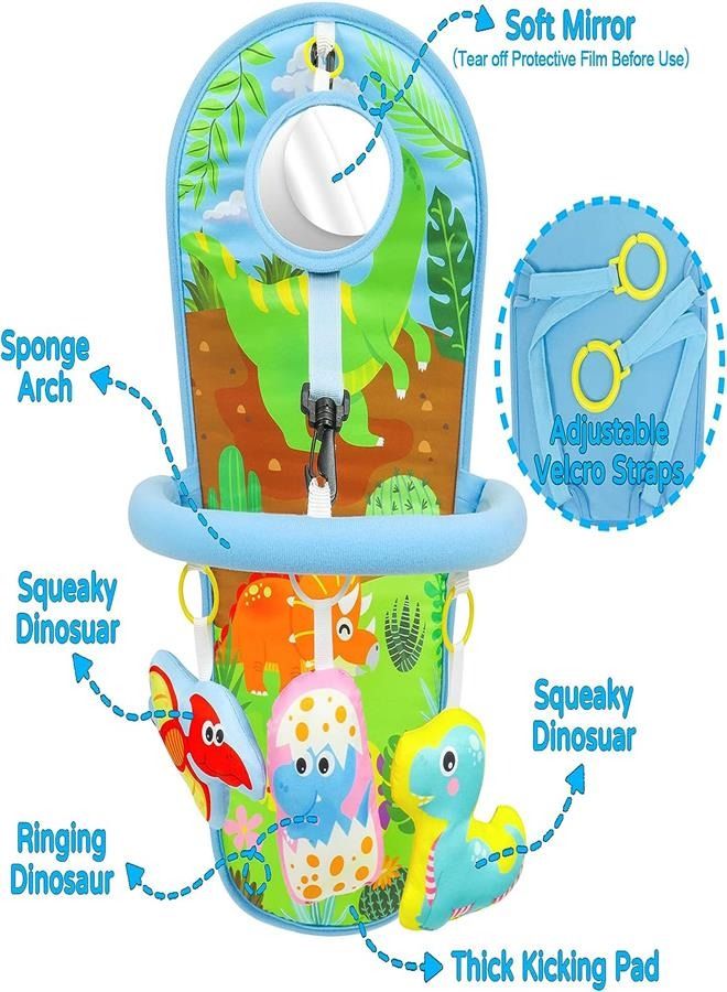 Car Seat Activity Arch Toy Dinosaur Style with Mirror Squeaky Ringing Bell Adjustable Washable Non-Toxic Rear Facing Car Seat Toy Travel Sensory Toys for Infant Baby 6-12 Month  - Image 2