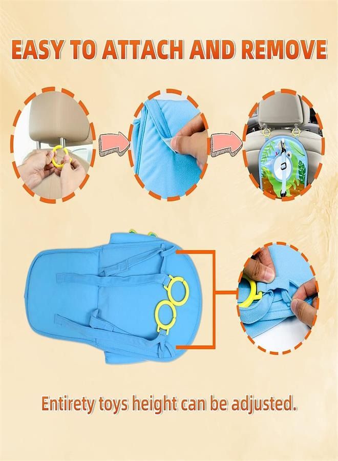 Car Seat Activity Arch Toy Dinosaur Style with Mirror Squeaky Ringing Bell Adjustable Washable Non-Toxic Rear Facing Car Seat Toy Travel Sensory Toys for Infant Baby 6-12 Month  - Image 3
