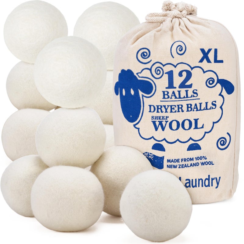 Handy Laundry Wool Dryer Balls - Natural Fabric Softener, Reusable, Reduces Clothing Wrinkles and Saves Drying Time, Better Alternative to Plastic Balls and Liquid Softener (Pack of 12) - Image 1