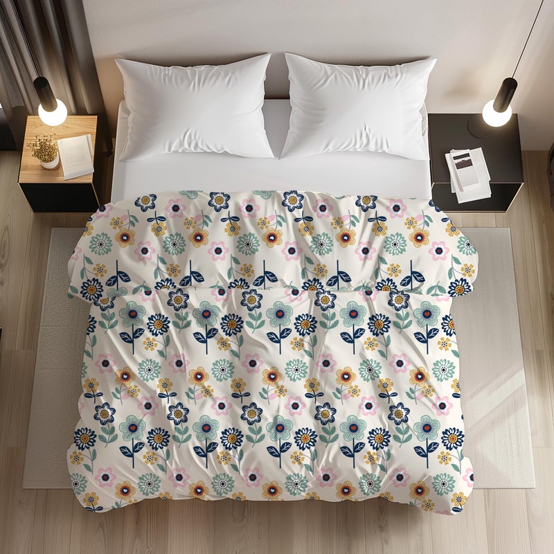 LOOMLYFE 200TC Premium Glace Cotton Duvet Cover/Comforter Cover/Rajai Cover/Blanket Cover/Quilt Cover for Double Bed with Zipper 90"x100" inches - BlueSunflower - Image 5