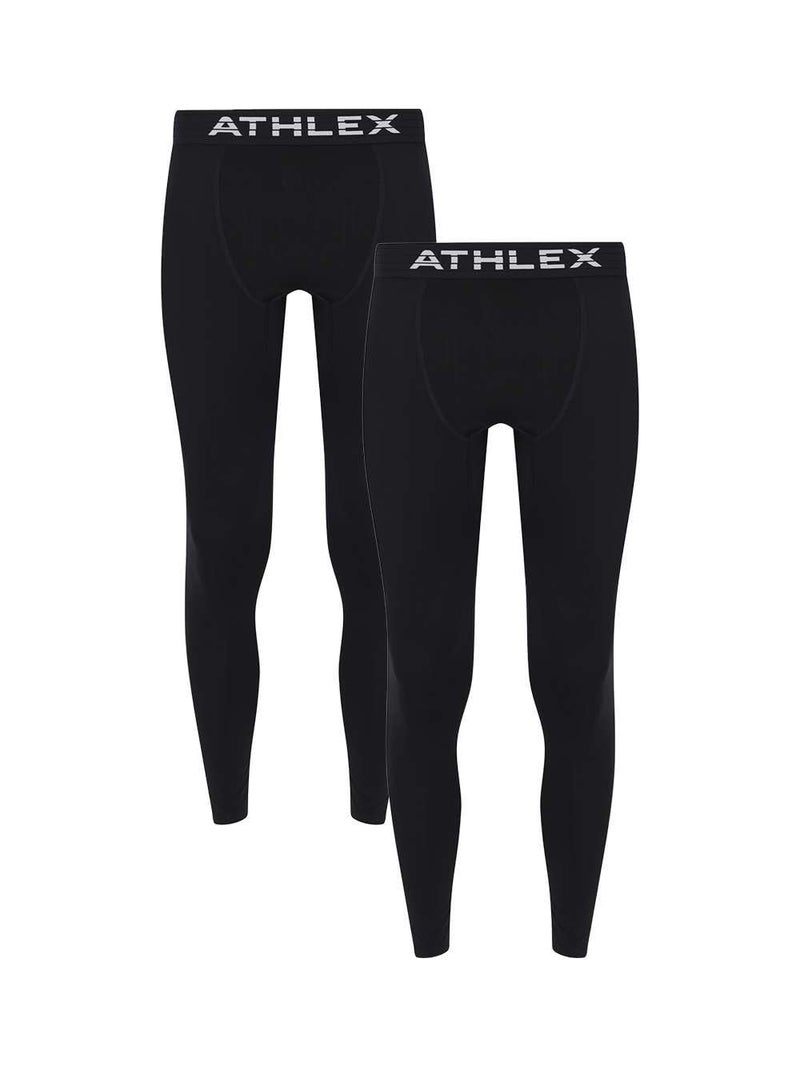 Athlex Men's FLEX PRO Training Pants Black, Athlex, ATTCOMPRESSION Technology, Form-Fitting, Mesh Inserts for Ventilation (UAE/KSA, Alpha, S, Regular, Regular, Standard, Black 2 pcs) - Image 1